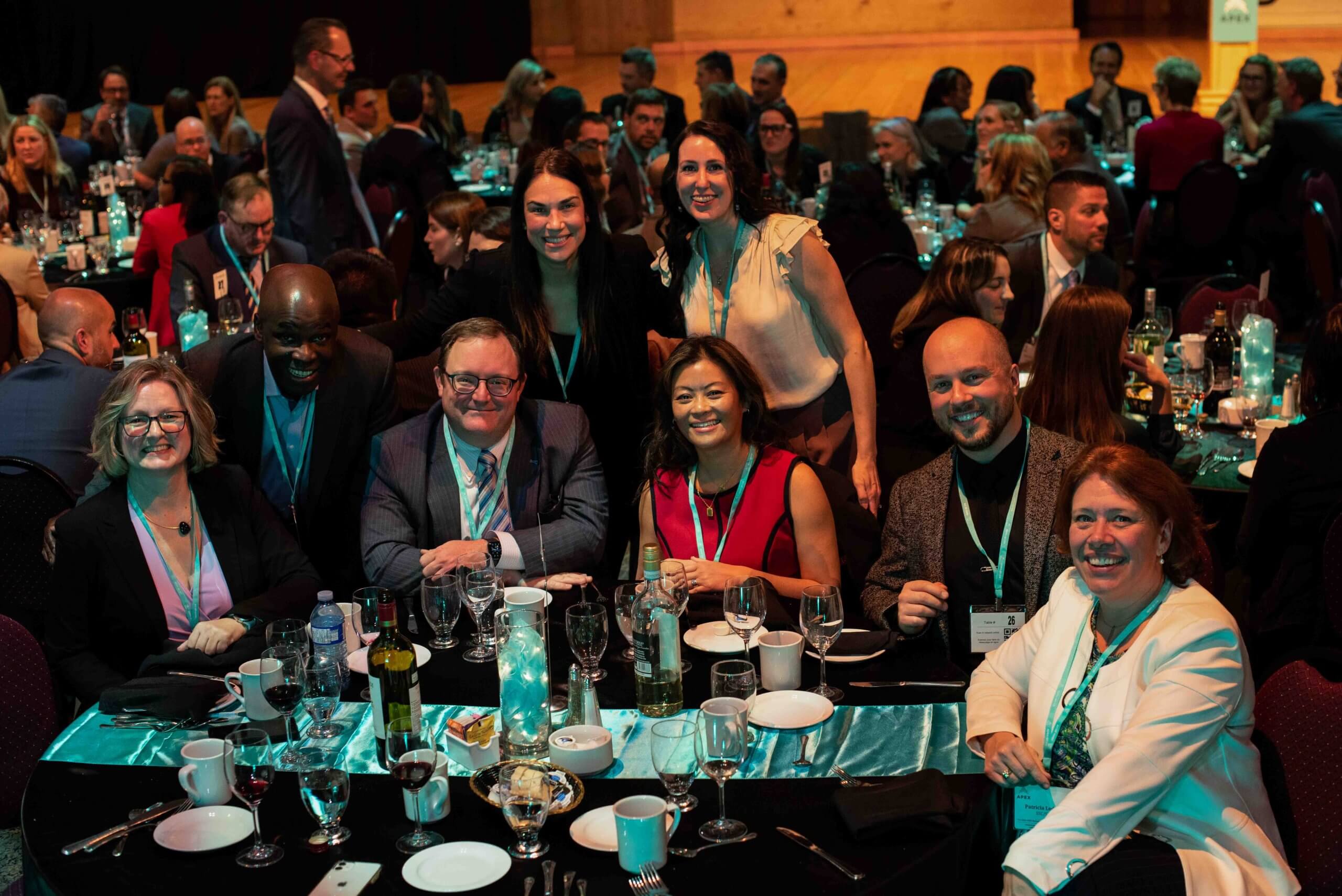 Group photo at table during event